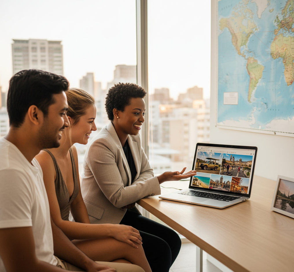 Luxury safari vehicle observing elephants in the South African bush during a sunset game drive